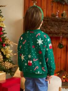 Set de 3 sudaderas navideñas para niñas jóvenes, sudaderas con cuello redondo de manga larga forradas térmicamente de color rojo con patrones clásicos navideños de color rojo y verde, diseños de copos de nieve, renos, osos de peluche lindos y árbol de Navidad, adecuado para uso casual en Navidad e invierno - Multicolor - Ver 2