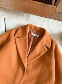 Blossori Young Girls Plain Front Button Winter Long Sleeve Jacket