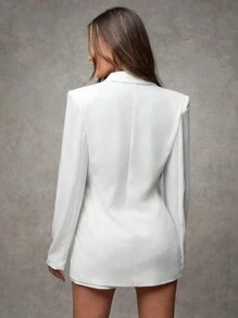 SHEIN BAE Damesset met effen piekkraag, klepdetail, blazer en korte broek