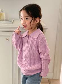Dazy Kids Young Girl Turndown Collar Knitted Sweater