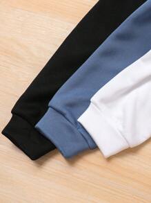 SHEIN Leap Crew 3pcs Tween Boy Sweatshirt Set, Casual All-Match Style For Autumn/Winter - Dusty Blue - View 6