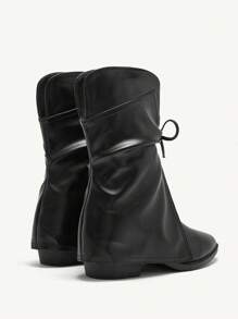 CUCCOO CHICEST Giày bốt cổ cao mũi nhọn thắt nơ đen thời trang cho nữ, thích hợp đi làm, hẹn hò, tiệc tùng, tham quan, lễ hội, nghỉ dưỡng - màu đen - Xem 5