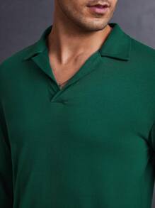 Manfinity VCAY Heren gebreide getailleerd ronde hals lange mouw casual poloshirt, geschikt voor de herfst