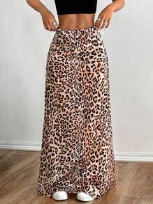 Flirla Autumn Leopard Print Casual Skirt - Multicolor - View 3
