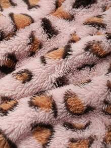 DAZY Women Casual Leopard Print Collar Fluffy Jacket, Autumn/Winter Cheetah Print - Pink - View 7