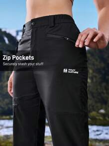 In My Nature Women's Letter Printed Zipper Pocket Outdoor Pants - Black - View 4