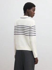 BizChic 圣诞白色条纹毛衣、时尚通勤上衣、感恩节优雅假日女装， - 彩色 - 查看 8