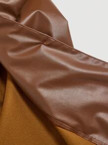 SHEIN MOD Áo khoác dài cổ da cho nữ, trang phục khoét rỗng, áo khoác thu/đông, váy thanh lịch cho nữ, trang phục cao bồi cho nữ, áo khoác dài cho nữ - Cà phê nâu - Xem 5