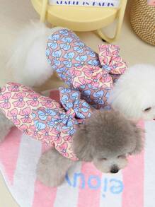 PETSIN Pink Bow Cute Padded Warm Leash Dog Coat, Suitable For Autumn/Winter