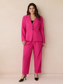 BizChic Conjunto de Terno Executivo Plus Size, Conjunto de Roupa Profissional para Trabalho - Pink - Visão 7