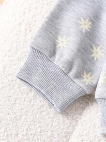 SHEIN 1set Baby Girls Apricot Color Long Sleeve & Long Pants Versatile Outfit, Autumn - Grey - View 5