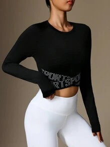 Eassivo Eassivo 长款细肩带短款上衣 Onlyworkout 背心 - 黑色 - 查看 6