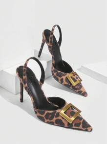 CUCCOO SZL Giày cao gót mũi nhọn thời trang dành cho nữ có họa tiết da báo và khóa cài, làm bằng chất liệu lông ngựa, tiệc tùng thời trang sành điệu, phong cách tuyệt đẹp, tiệc disco, tiệc phù thủy, tiệc mùa thu, năm mới, ngày lễ, ngày lễ tình nhân - màu nâu - Xem 7