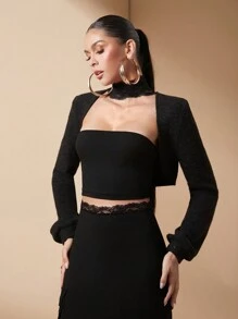 Lumalex Fall Winter Thanksgiving Outfit New Years Thanksgiving Rave Festival Outfits Formal Prom New Years Eve Outfit Maxi Fluffy Neck Wrap Long Sleeve Blouse For Holiday Glossy Banquet Dinner Elegant Gorgeous Women