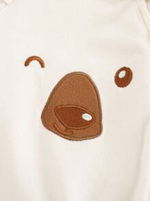Cozy Pixies 2pcs Newborn Baby Boy Colorblock Bear Pattern Round Neck Raglan Sleeve Footie Romper Graphic - Multicolor - View 3