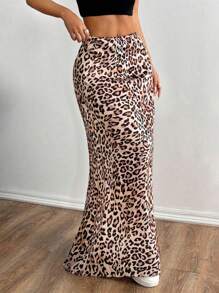 Flirla Autumn Leopard Print Casual Skirt - Multicolor - View 4