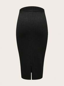 SHEIN Maternity Women's Ribbed Bodycon Skirt With Tummy Control, 3 Pieces Set - Army Green - View 10