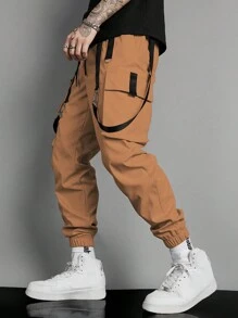 Manfinity Roghcode 男士休闲抽绳腰工装裤，时尚百搭，适合秋季日常穿着