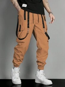 Manfinity Roghcode 男士休闲抽绳腰工装裤，时尚百搭，适合秋季日常穿着