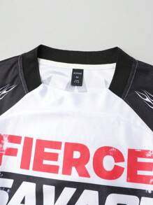 ROMWE MEN Street Life Men's Colorblock Long Sleeve Sports T-Shirt - Black and White - View 4