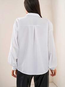 EURMUSE 100% Cotton 3D Flower Detailed Long Sleeve Elegant Special Shirt