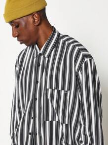 SUMWON Regular Fit Long Sleeve Stripe Shirt With Pocket - Multicolor - View 3