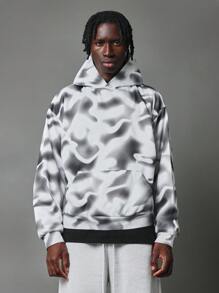 SUMWON Sudadera con capucha oversize con diseño estampado camuflaje pixelado, estilo urbano y deportivo relajado para otoño e invierno, con capucha con cordón, diseño unisex de estilo hip-hop