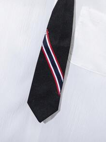 Tween Boy Academy Style Striped Collar Shirt Suitable For Commuting, School, Daily Casual, College Outings, Sports, Autumn/Winter