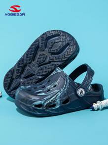 1双 HOBIBEAR 海军蓝木屐图案儿童鞋，柔软透气幼儿学步鞋，时尚拖鞋，男女童皆宜，四季皆可穿 - 霧霾藍 - 查看 6