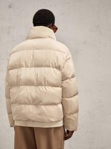 AKNOTIC Business Casual Men's Slim Fit Water-Resistant Stand Collar Padded Coat, For Fall Winter