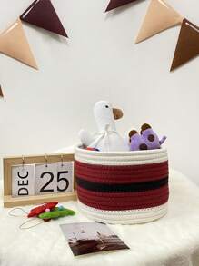 PETSIN Large Capacity Sturdy Christmas Red & White Round Storage Box - Multicolor - View 1