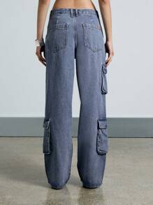AiiRZ 工装口袋宽松牛仔裤 - 藍色 - 查看 2
