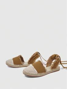 Styleloop Women's Lace-Up Flat Shoes With Furry Edges, Suitable For Daily Wear - Camel - View 4