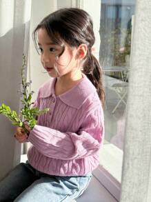 Dazy Kids Young Girl Turndown Collar Knitted Sweater