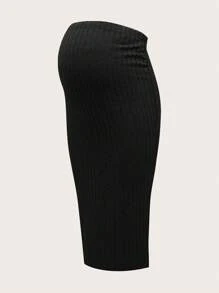 SHEIN Maternity Women's Ribbed Bodycon Skirt With Tummy Control, 3 Pieces Set - Army Green - View 15