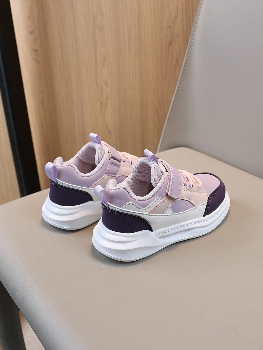 1 Pair Kids Casual Shoes Girls Canvas Sneakers With Colorblock Design