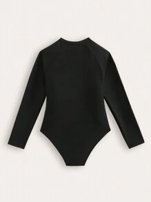 Nuevo traje de baño de una sola pieza de unicolor para niñas adolescentes