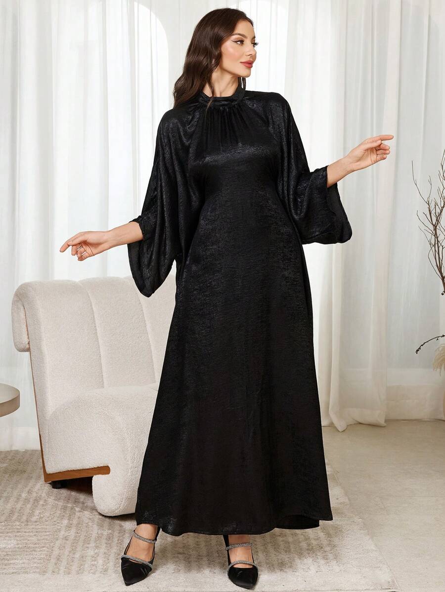 Al Najma Váy Thổ Nhĩ Kỳ cho nữ, váy Kaftan truyền thống Ả Rập, váy dài tay khiêm tốn - màu đen - Xem 1