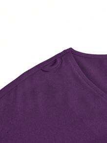TaskEZ 2pcs Women Healthcare Uniform - Solid Color V-Neck Blouse & Slit Long Pants, Scrub Sets - Purple - View 7