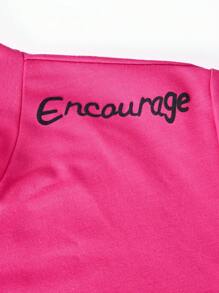 SHEIN 2pcs/Set Tween Girl Girls Stylish Letter, Star Print Hooded Sweatshirt With Pocket & Casual Pants, Dark Punk Fashion - Hot Pink - View 6