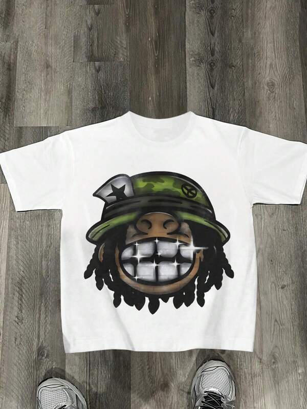 GraphicGems Camiseta de manga curta com estampa de figura preta para meninos adolescentes, roupa moderna e confortável, ótima para presente de formatura, primavera/verão
