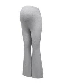 Modmama 2pcs Maternity High Waist Flared Pants, Solid Color Adjustable Waistband Pregnancy Trousers