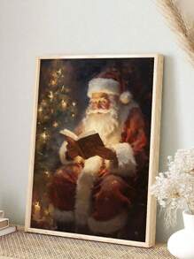 1 Bức Tranh Vải Canvas Nghệ Thuật Treo Tường Giáng Sinh Cổ Điển Cha Giáng Sinh Đọc Sách Có Thể In Tranh Giáng Sinh Trang Trí Cottagecore Trang Trí Giáng Sinh Học Viện In Mùa Đông, Trang Trí Lễ Hội Trang Trí Nhà Giáng Sinh Cho Quà Tặng Ngày Lễ - trắng - Xem 1