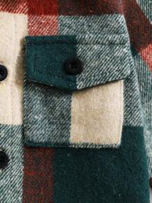 SHEIN Playful Pals Baby Boy Plaid Long Sleeve Single-Breasted Flap Pocket Jacket And Casual Pants Set, Autumn - Multicolor - View 5