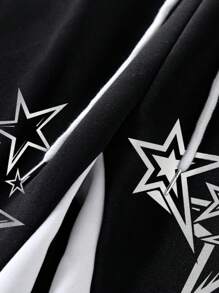 Manfinity EMRG Men's Casual Everyday Star Print Drawstring Waist Flared Sweatpants, Autumn - Black - View 5