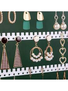 1PC 5 Tiers Earrings Necklace Display Stand With Hooks, Jewelry Storage Rack Of Wooden Base, Earrings Holders With Holes Grooves, Earrings Organizer Stand For Necklaces Earrings Piercings, Black Valentine Day Valentine DAY, Valentines Wedding, Birthday,Room Decor,Room Decor,Home Decor,Bedroom Decor,Wedding Decor,House Decor,Home Decor Items,Room Decoration Stuff,Room Decor Bedroom,Easter,Storage,Organization And Storage,Bathroom Decor,Bathroom Organizer,Jewelry Organiser,Jelwlry Box, - White - View 6