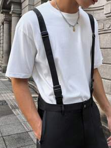 Manfinity VCAY 青年男士休闲宽松梭织背带裤 - 黑色 - 查看 6