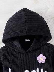 Bộ 2 áo hoodie thêu chữ đan hoa cho bé gái - màu đen - Xem 5