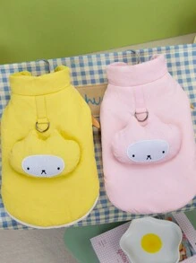 PETSIN Yellow Cute Pet Jacket With Leash, Padded & Warm For Autumn/Winter - Yellow - View 3