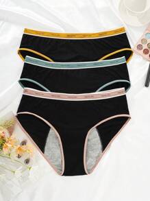 Chiloți tăiați cu blocare a culorii, 3 buc